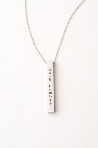 Justice: Act Justly, Love Mercy, Walk Humbly Silver Bar Necklace