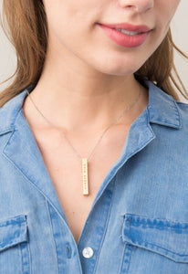 Justice: Act Justly, Love Mercy, Walk Humbly Gold Bar Necklace