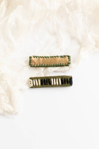 Olive Mini Hair Clip Set