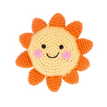 Friendly Sun Rattle - Crocheted Cotton Stuffed Animal