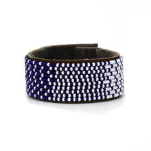 Load image into Gallery viewer, Beaded Leather Cuff Bracelet in Navy - Various Sizes