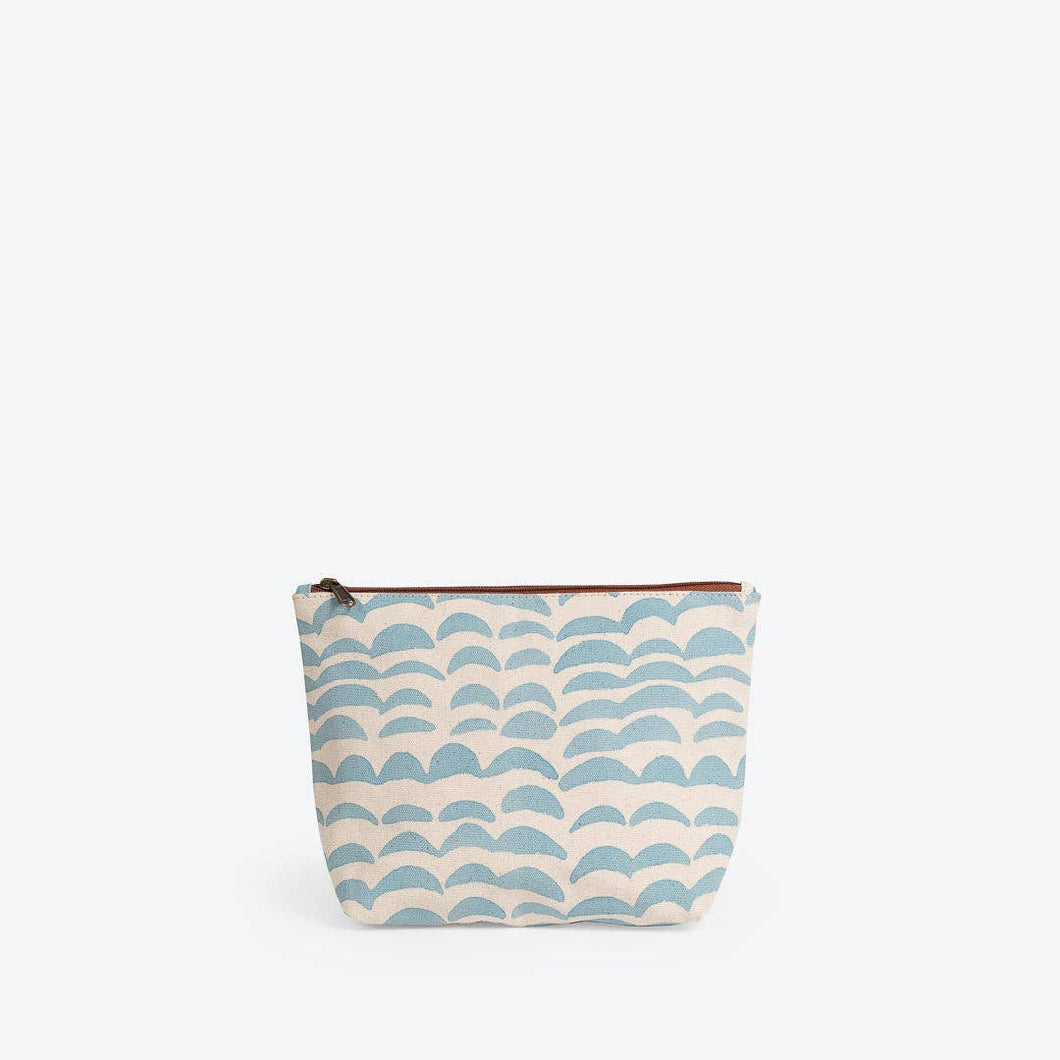 Large Waterproof Pouch in Blue Wave Print