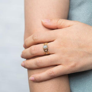 Kady Slategray and Gold Honeycomb Adjustable Ring