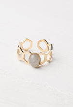 Load image into Gallery viewer, Kady Slategray and Gold Honeycomb Adjustable Ring