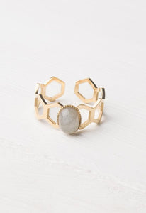 Kady Slategray and Gold Honeycomb Adjustable Ring