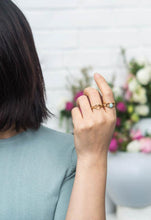 Load image into Gallery viewer, Kady Blue Amazonite Gold Honeycomb Adjustable Ring