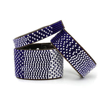 Load image into Gallery viewer, Beaded Leather Cuff Bracelet in Navy - Various Sizes