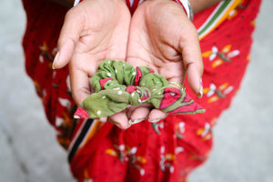 Saree Mini Scrunchie with Bow