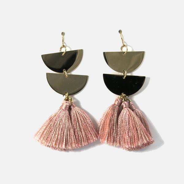Lacey Pink Tassel Earrings