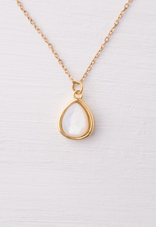 Charity Gold Mother of Pearl Dainty Pendant Necklace