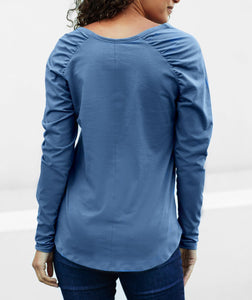 Tianna Ruched Top in Vintage Blue