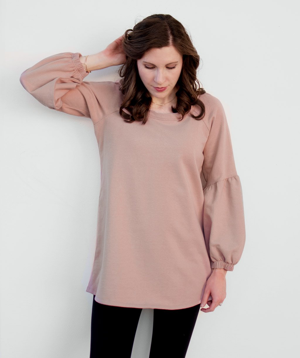 TORI French Terry Tunic in Peach Nougat