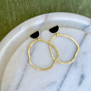 Abstract Hoop Earrings in Gold and Black