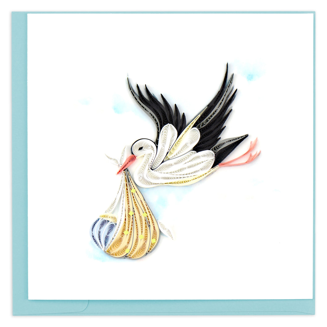 Special Delivery Stork Baby Quilling Greeting Card || Celebration, New Baby
