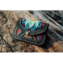 Load image into Gallery viewer, The Marigold Embroidered Black Mini Coin Purse - Various Colors