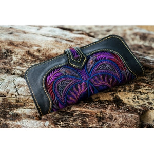 The Cosmos Embroidered Black Large Wallet Purse - Various Colors