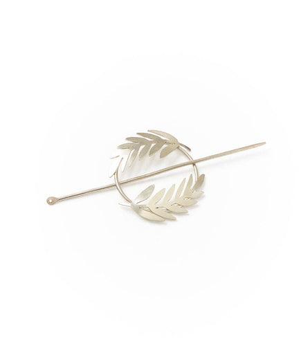 Kavya Silver Finish Hair Hoop & Pin - Fern