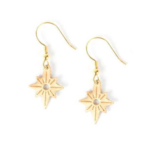 Gold North Star Dangle Earrings