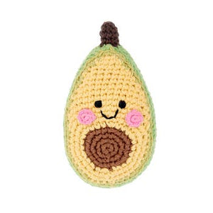 Friendly Avocado Rattle - Crocheted Cotton Stuffed Animal