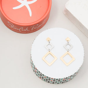 Erika Diamond Gold & Silver Dangle Earrings