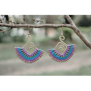 Siamese Tulip Brass Fringe Earrings - Various Colors