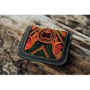 The Marigold Embroidered Black Mini Coin Purse - Various Colors