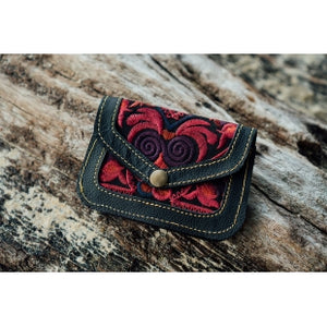 The Marigold Embroidered Black Mini Coin Purse - Various Colors