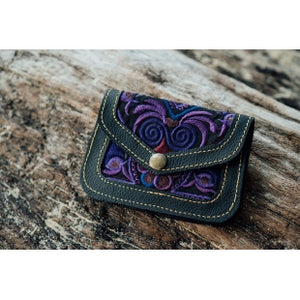 The Marigold Embroidered Black Mini Coin Purse - Various Colors