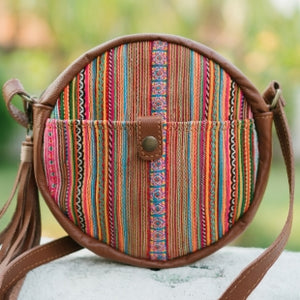 The Ginger Embroidered Round Leather Purse