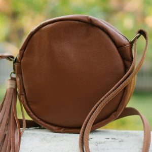 The Ginger Embroidered Round Leather Purse