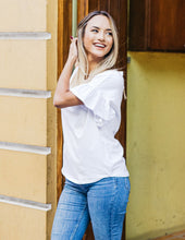 Load image into Gallery viewer, The Kara Flutter Sleeve Relaxed Top in White