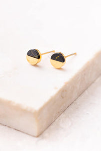Dixie Black & Gold Circular Stud Earrings