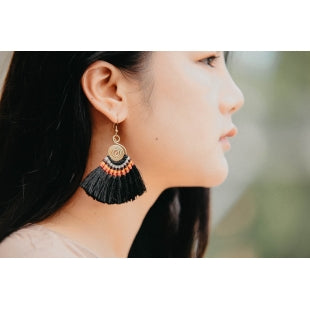 The Orchid Brass Tassel Earrings - Various Colors