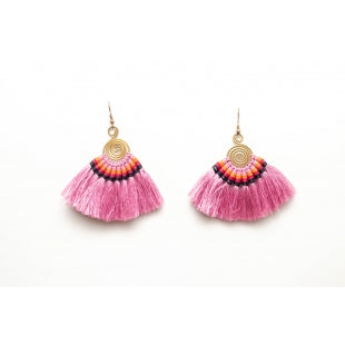 The Orchid Brass Tassel Earrings - Various Colors